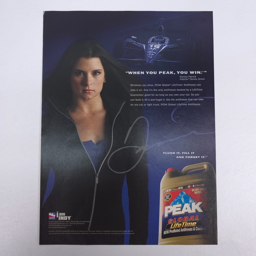 Danica Patrick PEAK Antifreeze IndyCar Racing Vintage Print Ad Motorsports Art